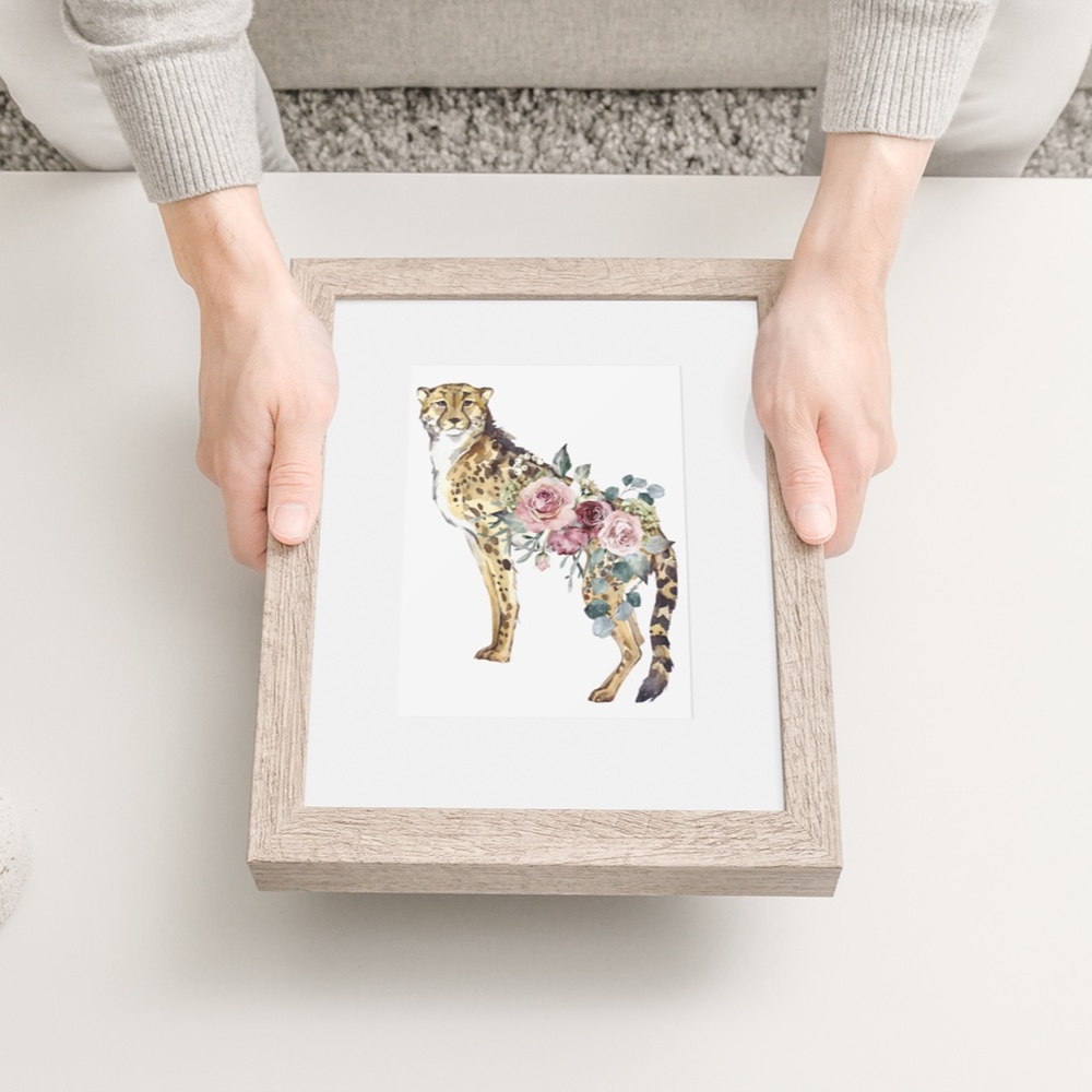 Watercolor Cheetah Illustration Wall Art Poster Print UNFRAMED - Picture 10 of 17